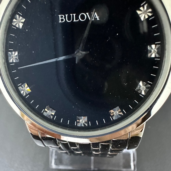 NWT Mens Bulova Silver with Diamonds Watch - Picture 6 of 6